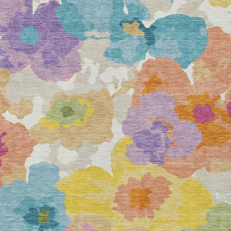 5' X 8' Ivory And Gray Floral Washable Indoor Outdoor Area Rug Homeroots Outdoor