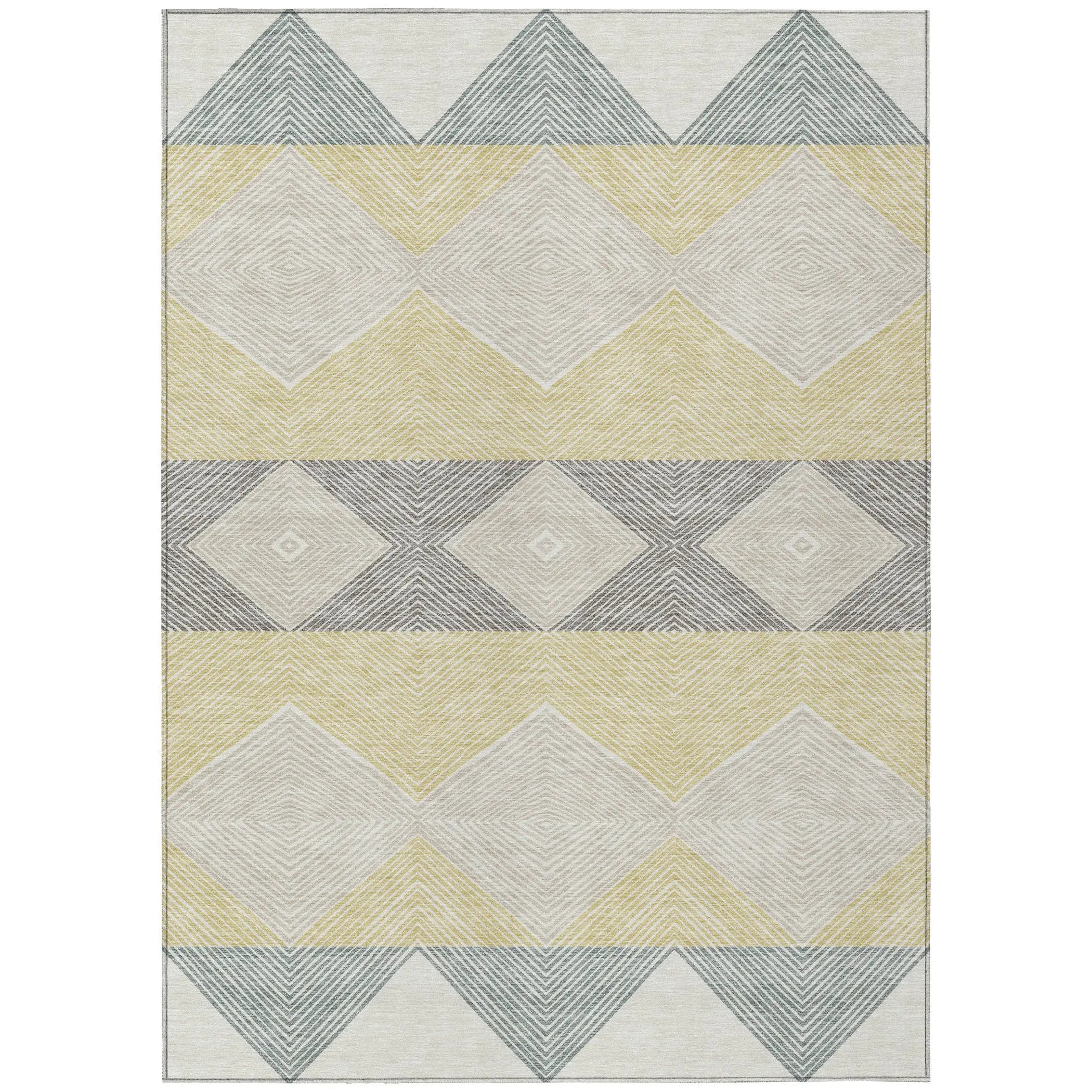 5' X 8' Ivory And Gray Geometric Washable Indoor Outdoor Area Rug Homeroots Outdoor