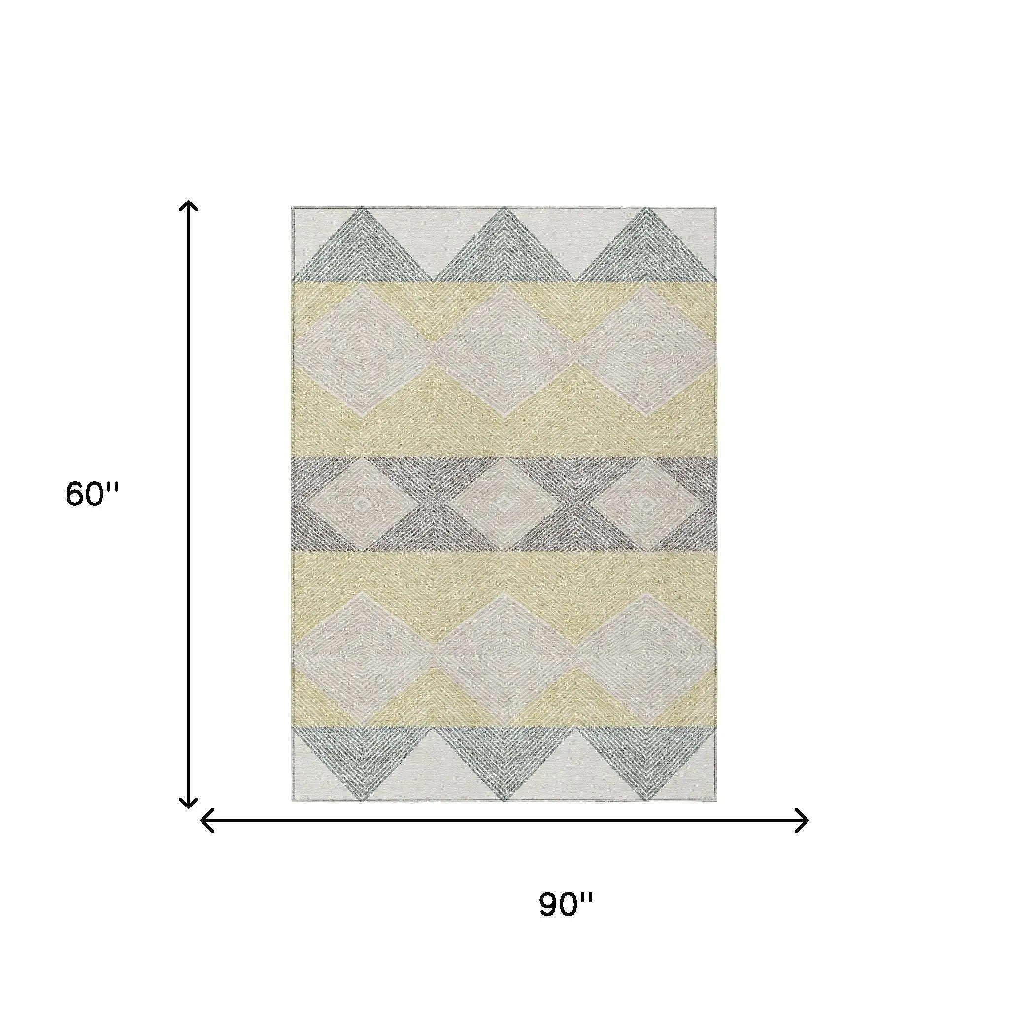 5' X 8' Ivory And Gray Geometric Washable Indoor Outdoor Area Rug Homeroots Outdoor