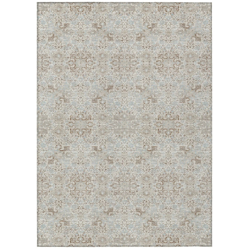 5' X 8' Ivory And Gray Oriental Washable Indoor Outdoor Area Rug Homeroots Outdoor