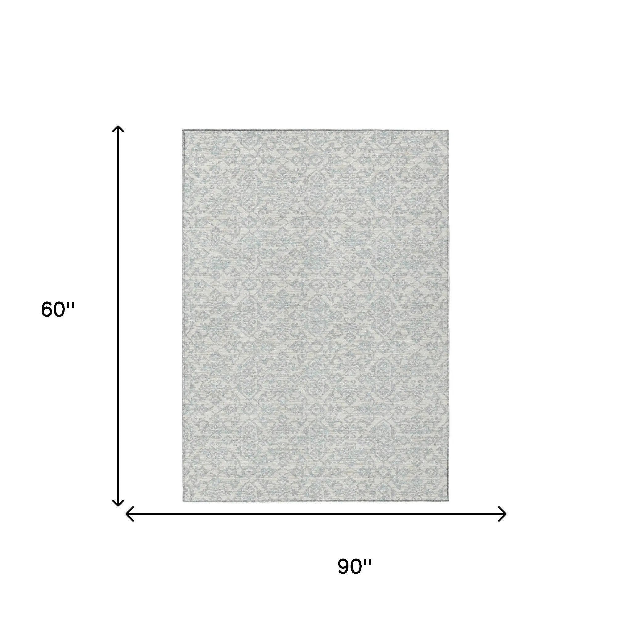 5' X 8' Ivory And Gray Oriental Washable Indoor Outdoor Area Rug Homeroots Outdoor