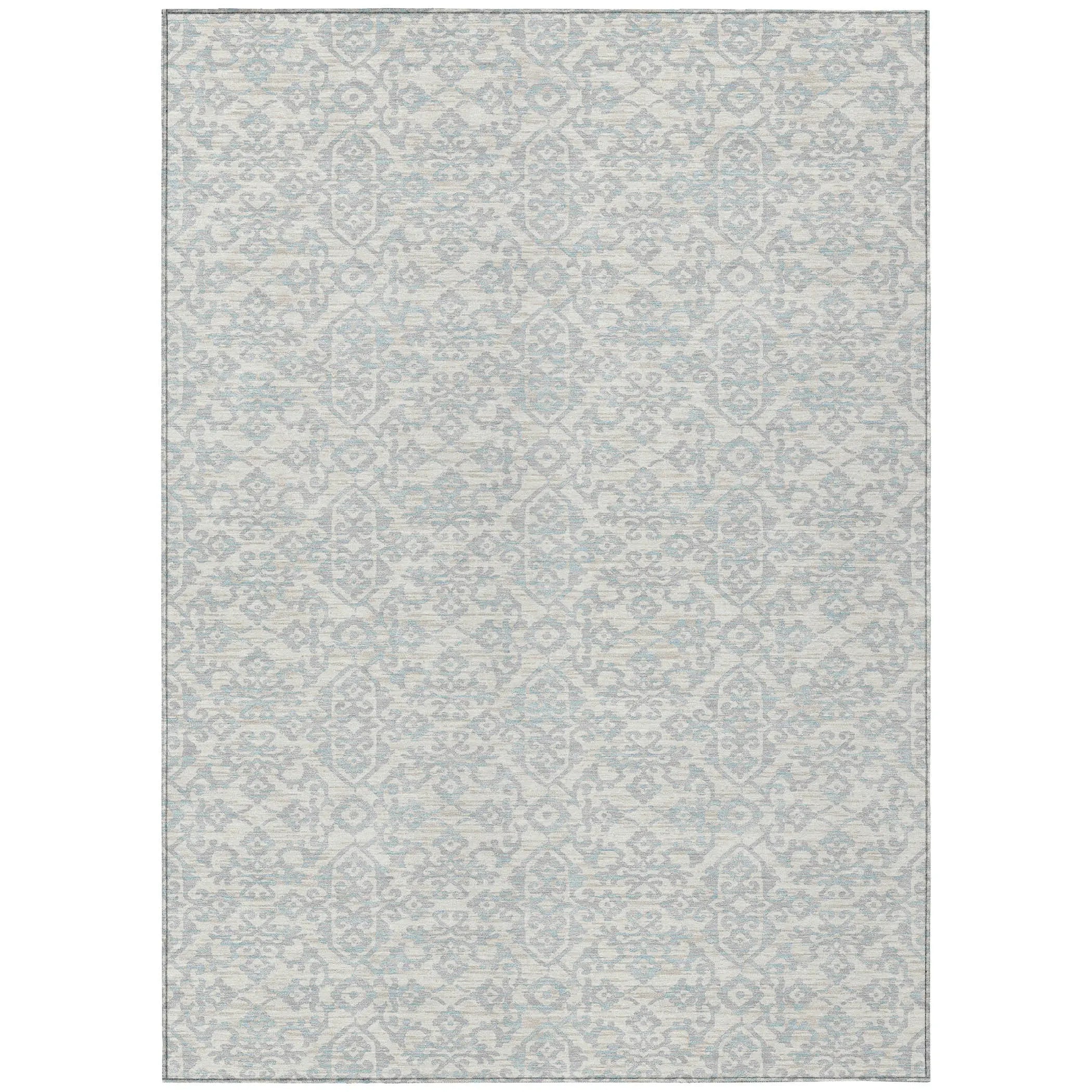 5' X 8' Ivory And Gray Oriental Washable Indoor Outdoor Area Rug Homeroots Outdoor