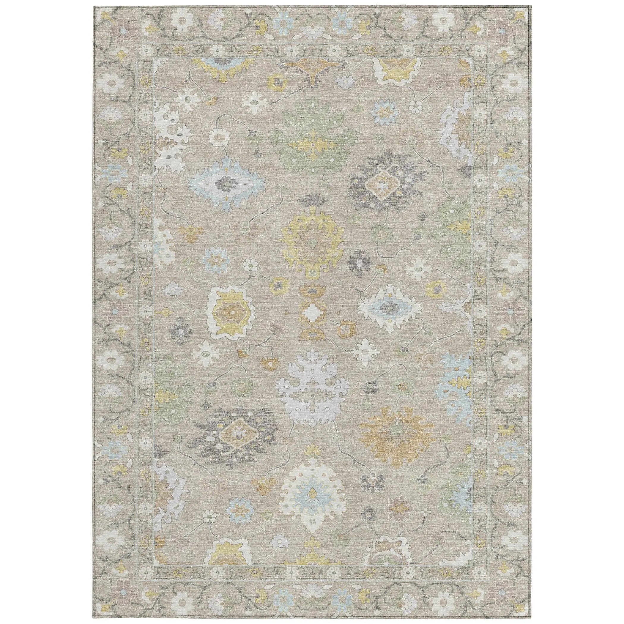 5' X 8' Ivory And Gray Oriental Washable Indoor Outdoor Area Rug Homeroots Outdoor