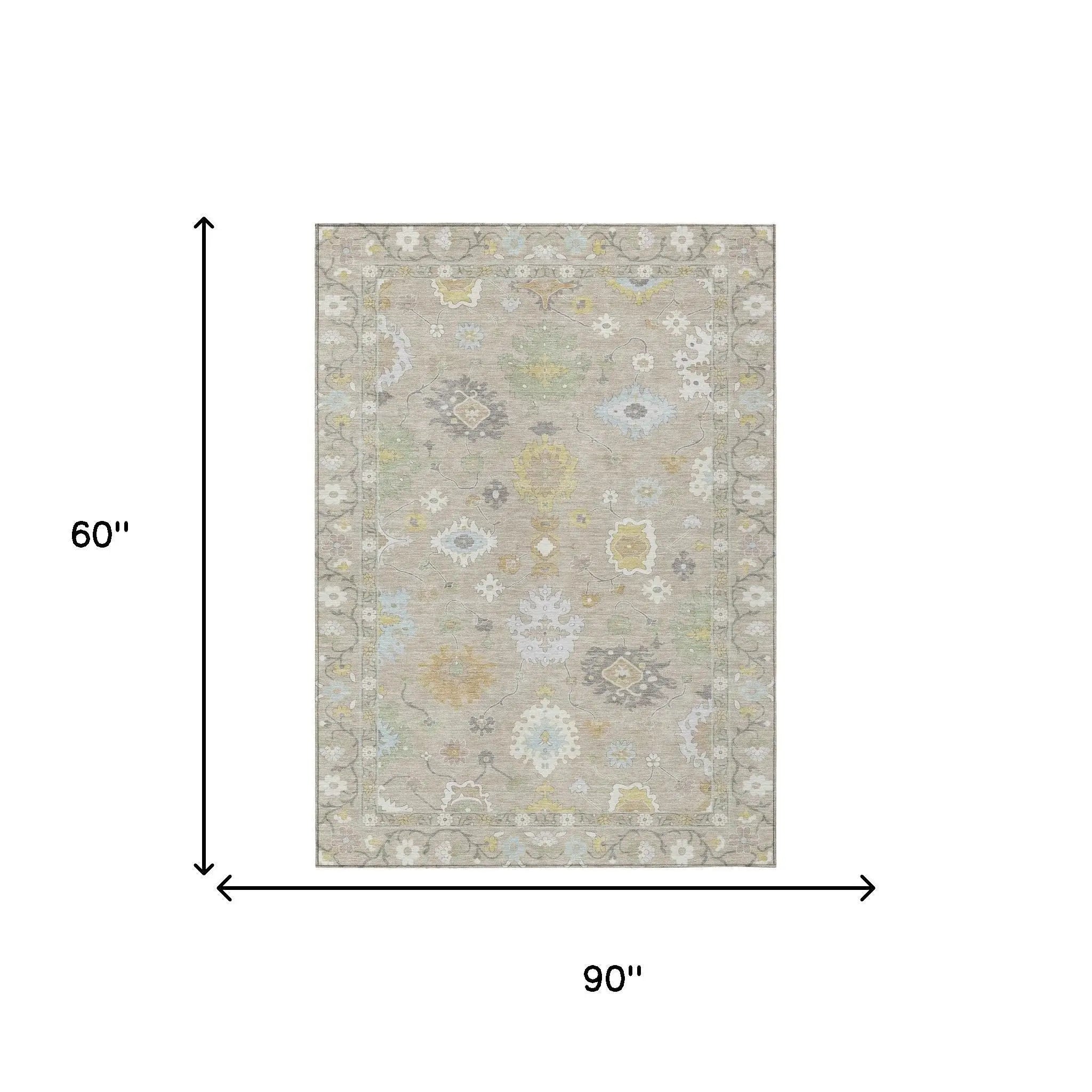 5' X 8' Ivory And Gray Oriental Washable Indoor Outdoor Area Rug Homeroots Outdoor
