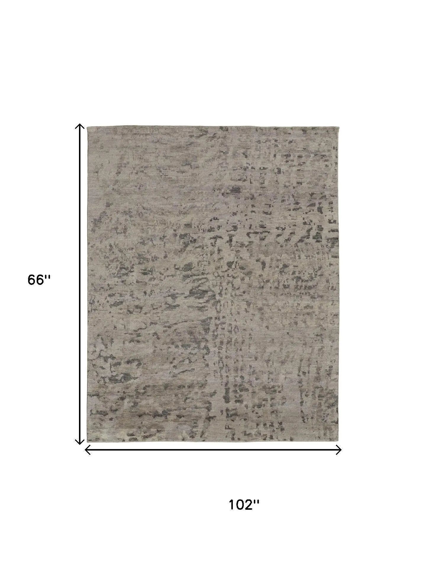 5' X 8' Ivory And Gray Wool Abstract Hand Knotted Area Rug Homeroots Home Decor