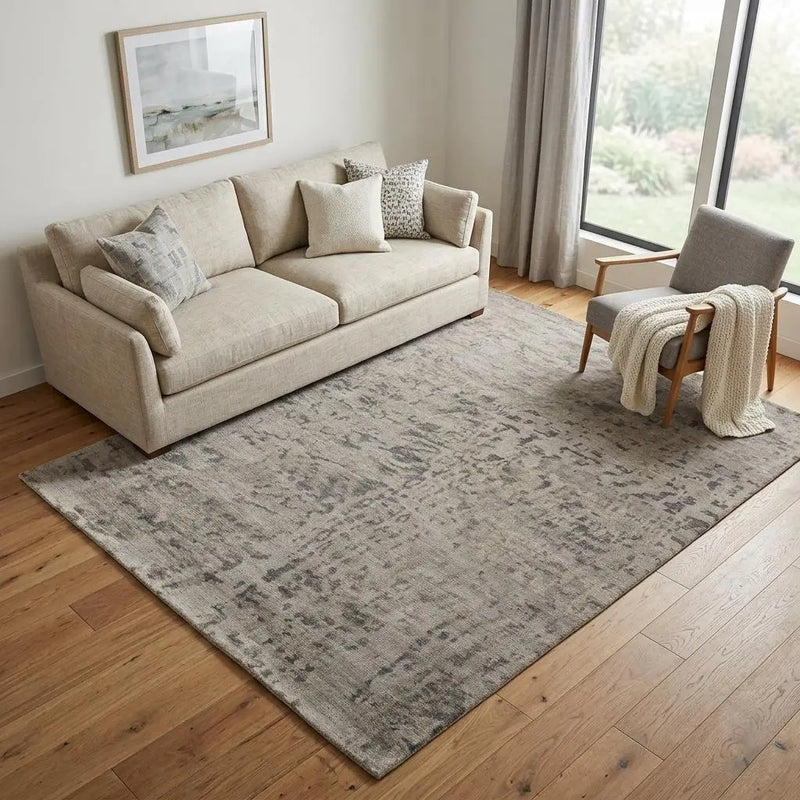 5' X 8' Ivory And Gray Wool Abstract Hand Knotted Area Rug Homeroots Home Decor