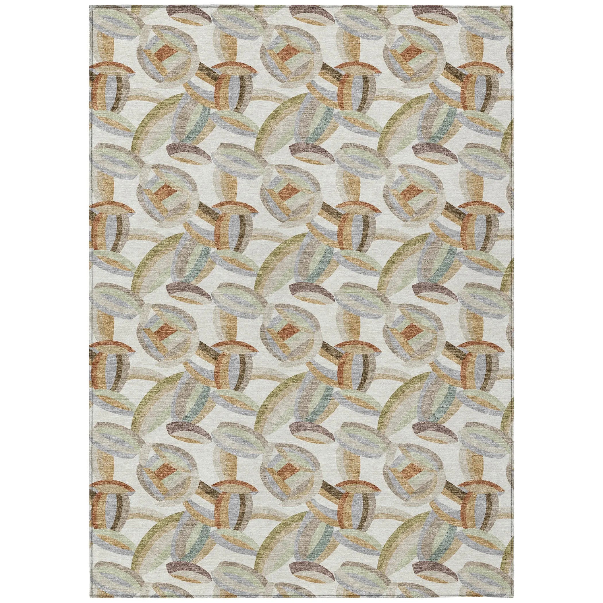 5' X 8' Ivory And Green Abstract Washable Indoor Outdoor Area Rug Homeroots Outdoor