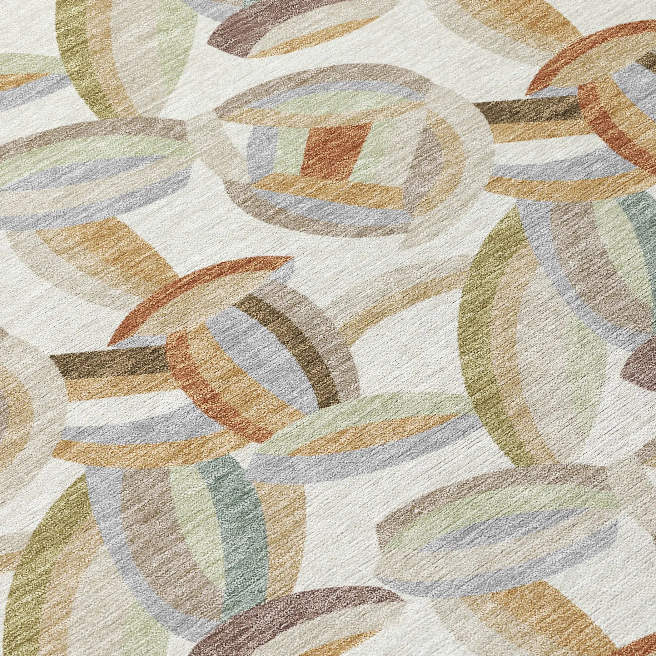 5' X 8' Ivory And Green Abstract Washable Indoor Outdoor Area Rug Homeroots Outdoor