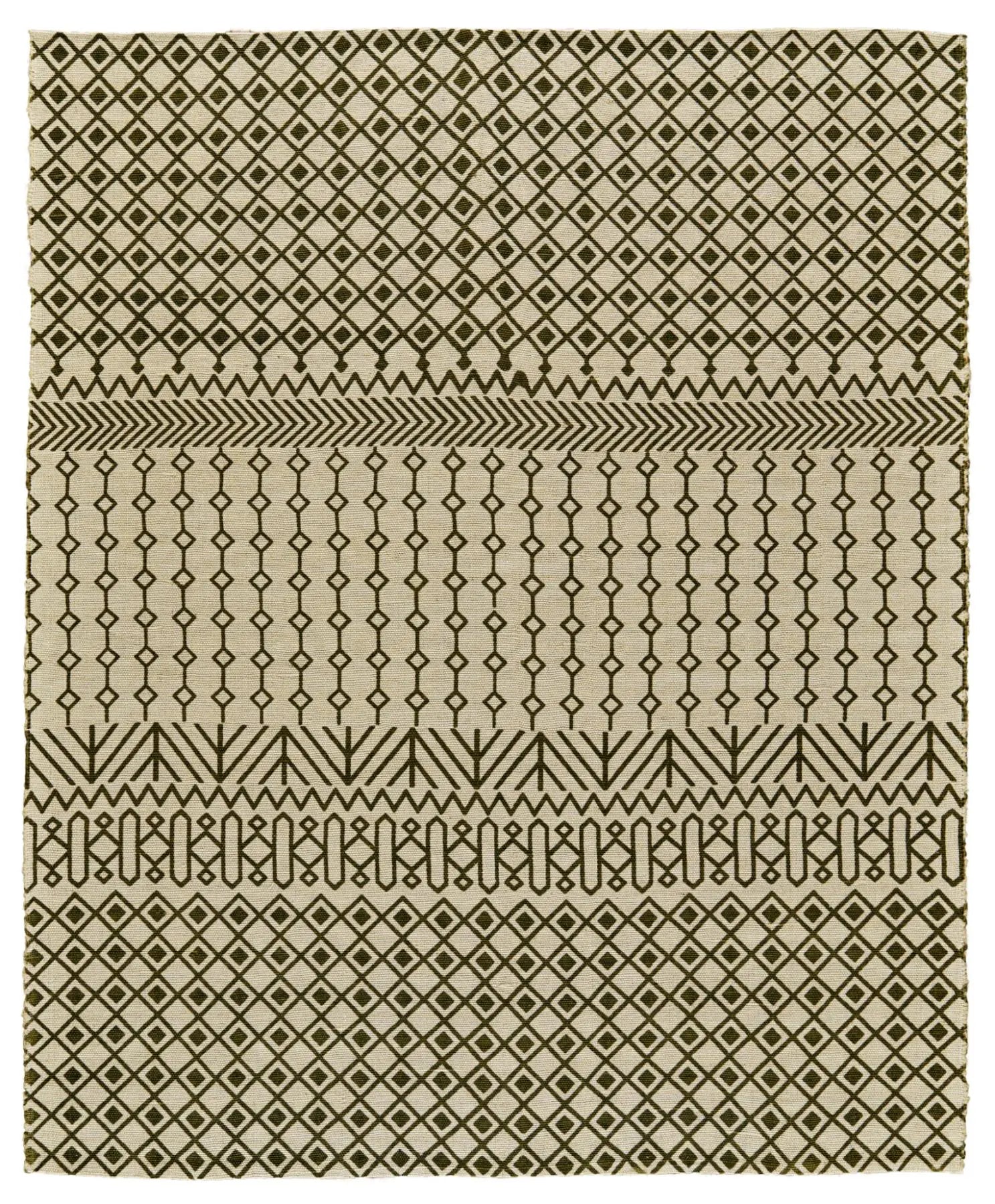 5' X 8' Ivory And Green Argyle Hand Woven Area Rug Homeroots Home Decor