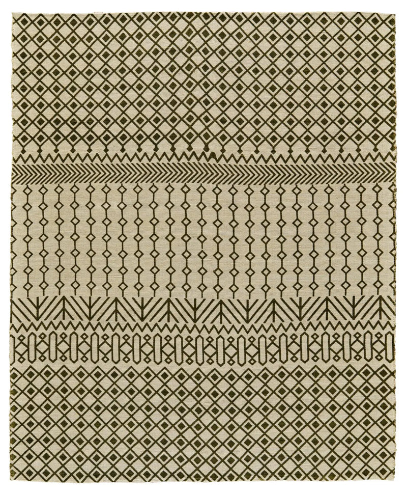 5' X 8' Ivory And Green Argyle Hand Woven Area Rug Homeroots Home Decor