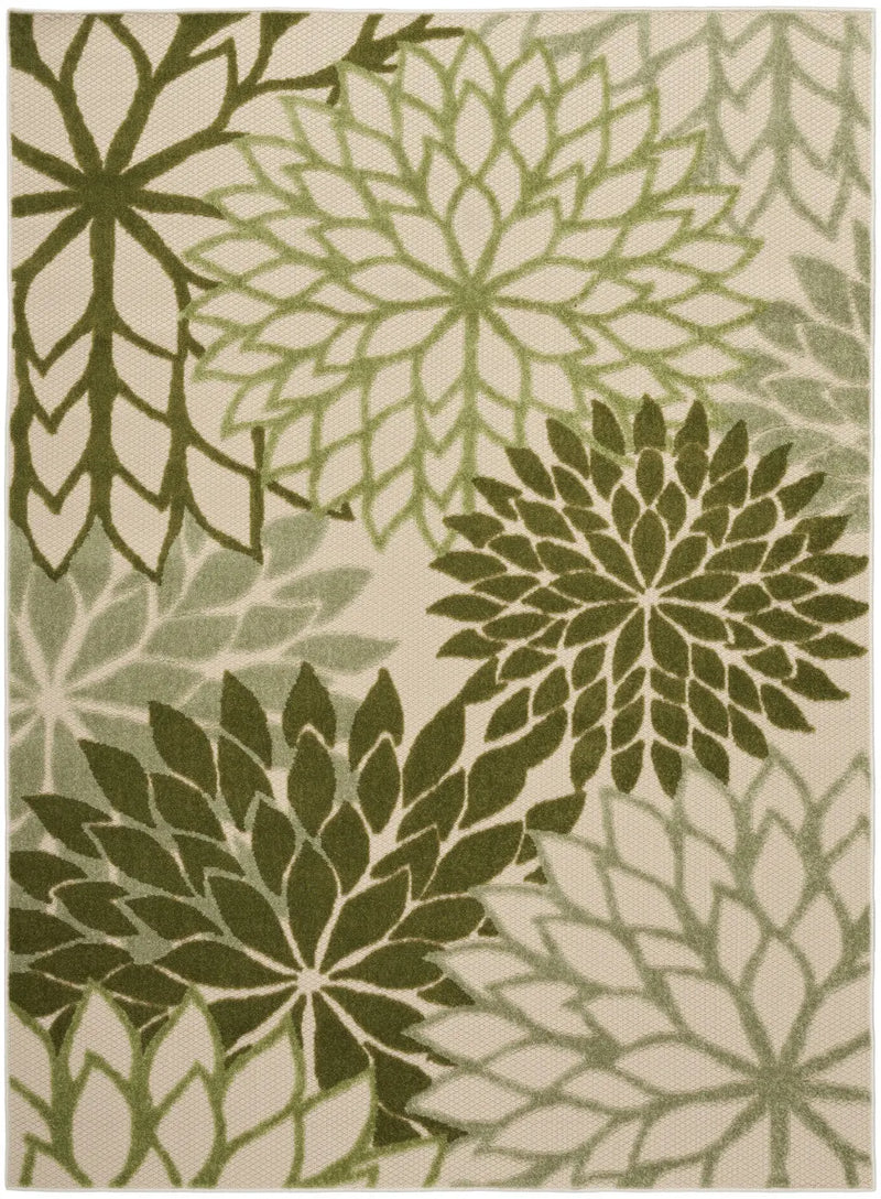 5' X 8' Ivory And Green Floral Indoor Outdoor Area Rug Homeroots Outdoor