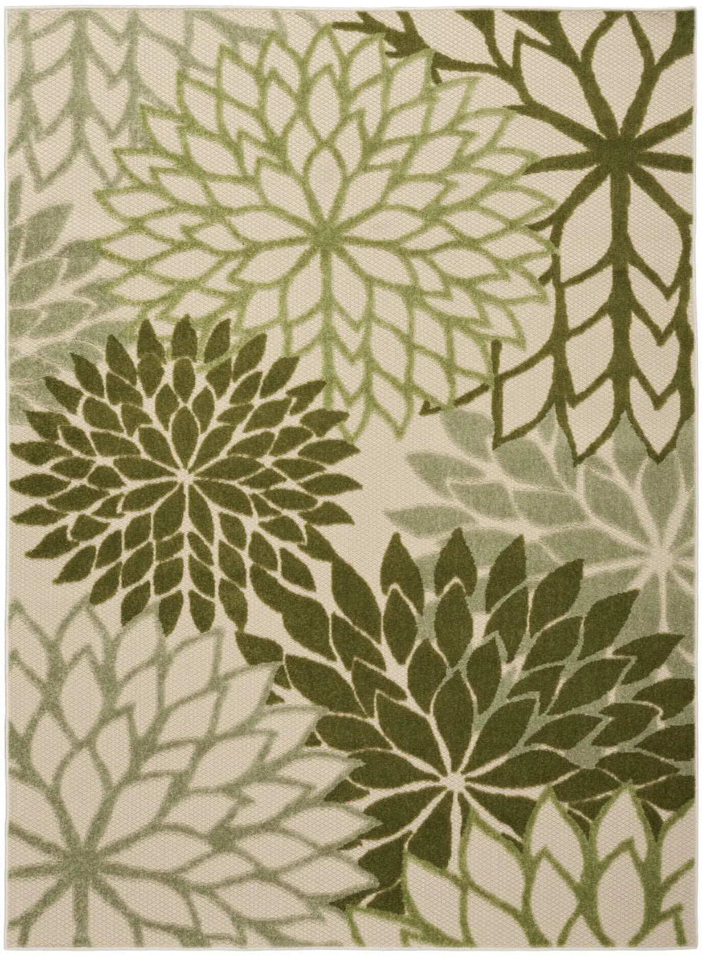 5' X 8' Ivory And Green Floral Indoor Outdoor Area Rug Homeroots Outdoor