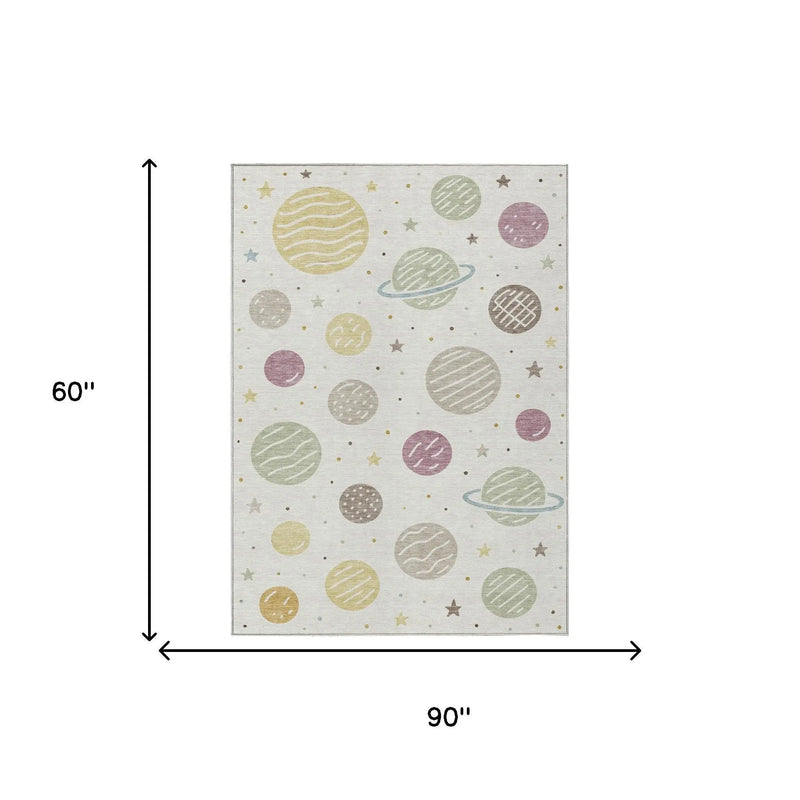 5' X 8' Ivory And Green Floral Washable Indoor Outdoor Area Rug Homeroots Outdoor