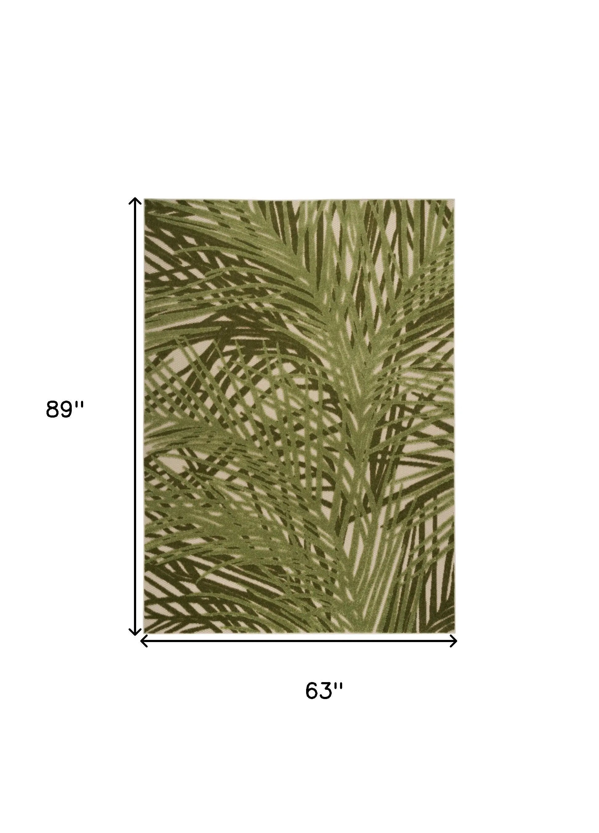 5' X 8' Ivory And Green Palm Leaf Indoor Outdoor Area Rug Homeroots Outdoor