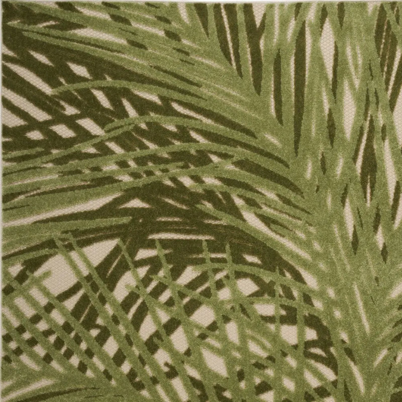 5' X 8' Ivory And Green Palm Leaf Indoor Outdoor Area Rug Homeroots Outdoor