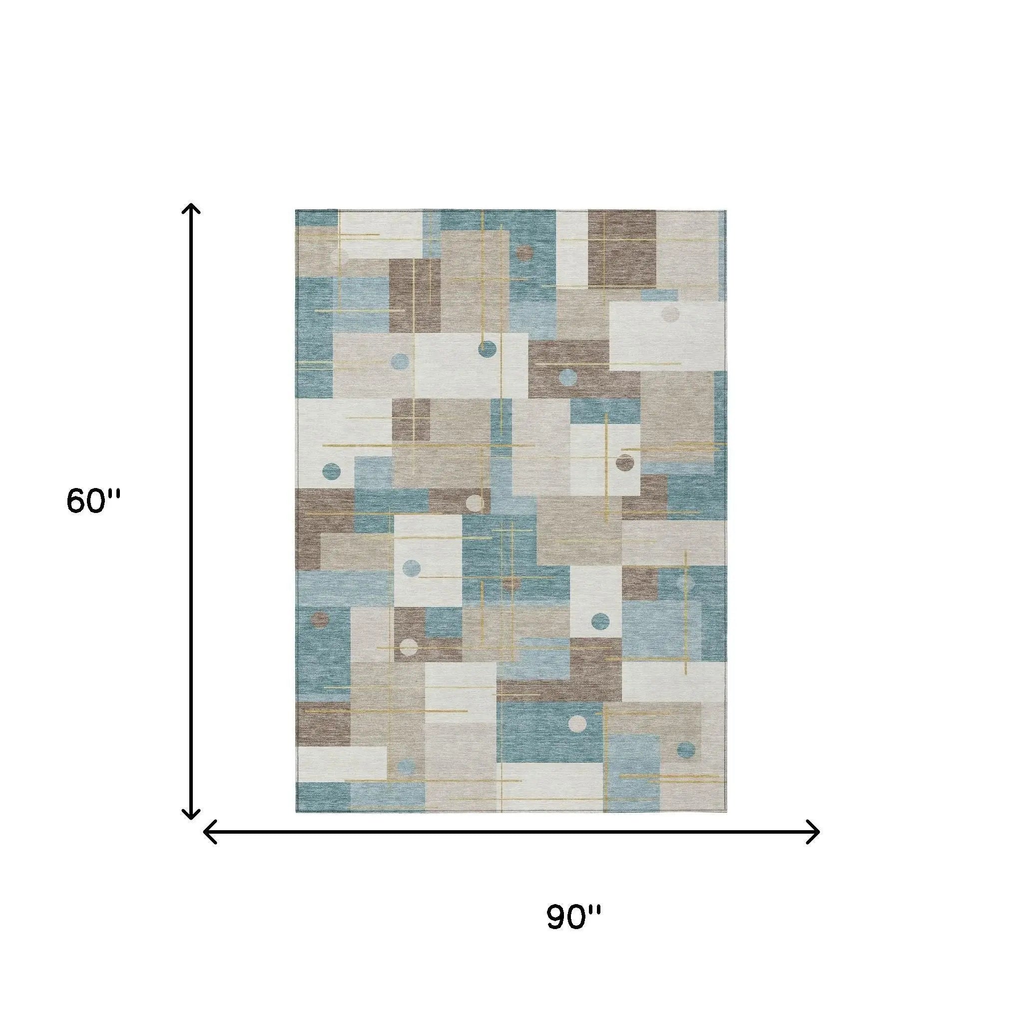5' X 8' Ivory And Khaki Geometric Washable Indoor Outdoor Area Rug Homeroots Outdoor
