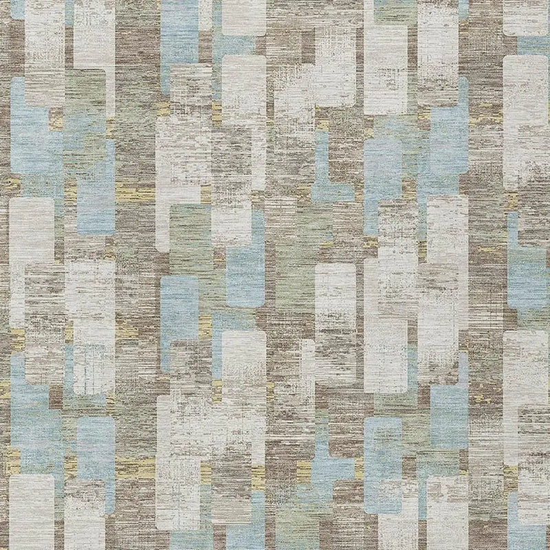 5' X 8' Ivory And Khaki Geometric Washable Indoor Outdoor Area Rug Homeroots Outdoor