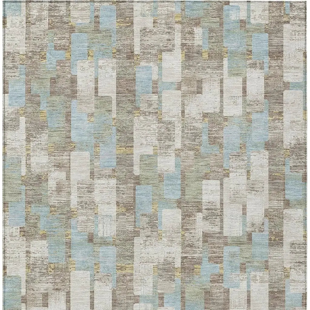 5' X 8' Ivory And Khaki Geometric Washable Indoor Outdoor Area Rug Homeroots Outdoor