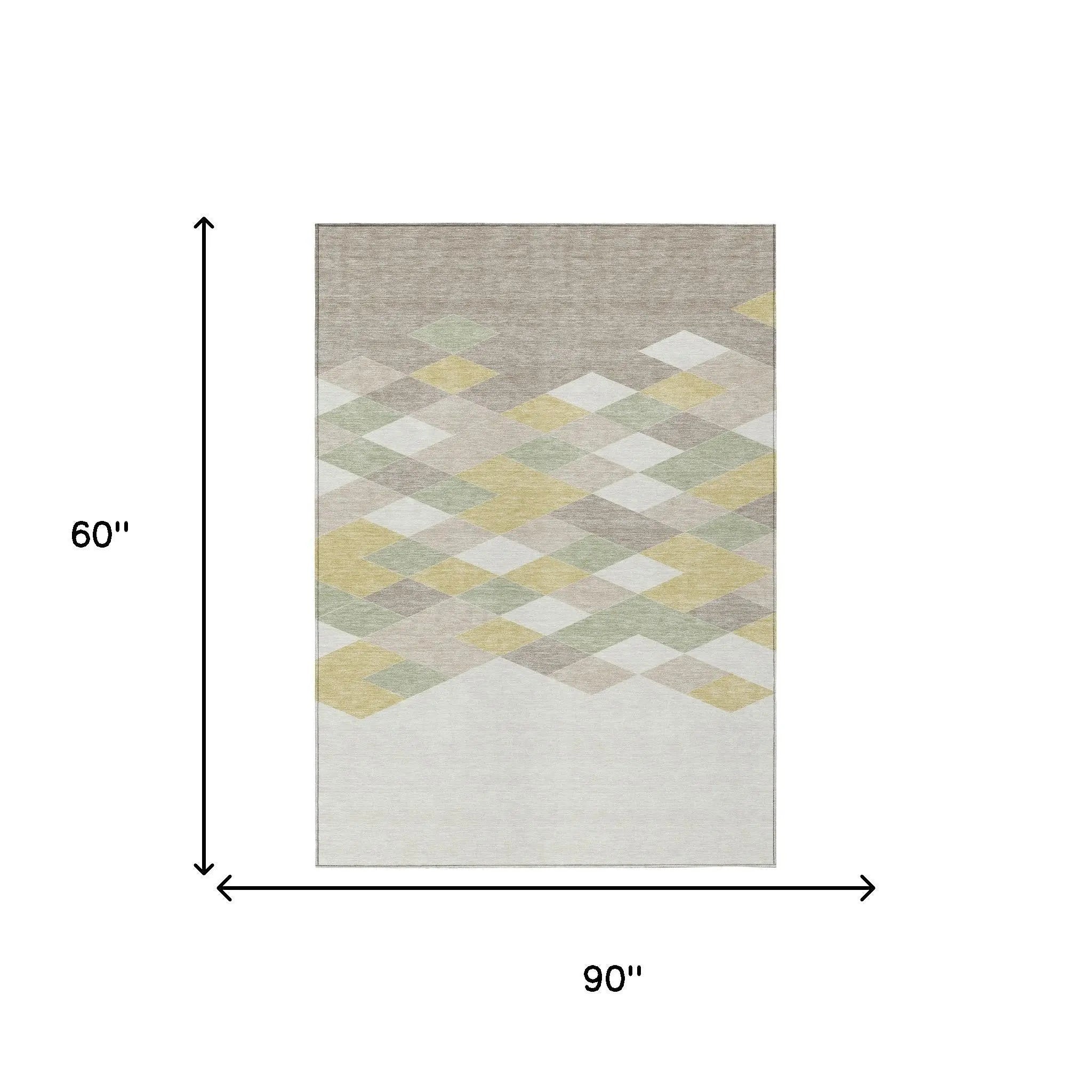 5' X 8' Ivory And Khaki Geometric Washable Indoor Outdoor Area Rug Homeroots Outdoor