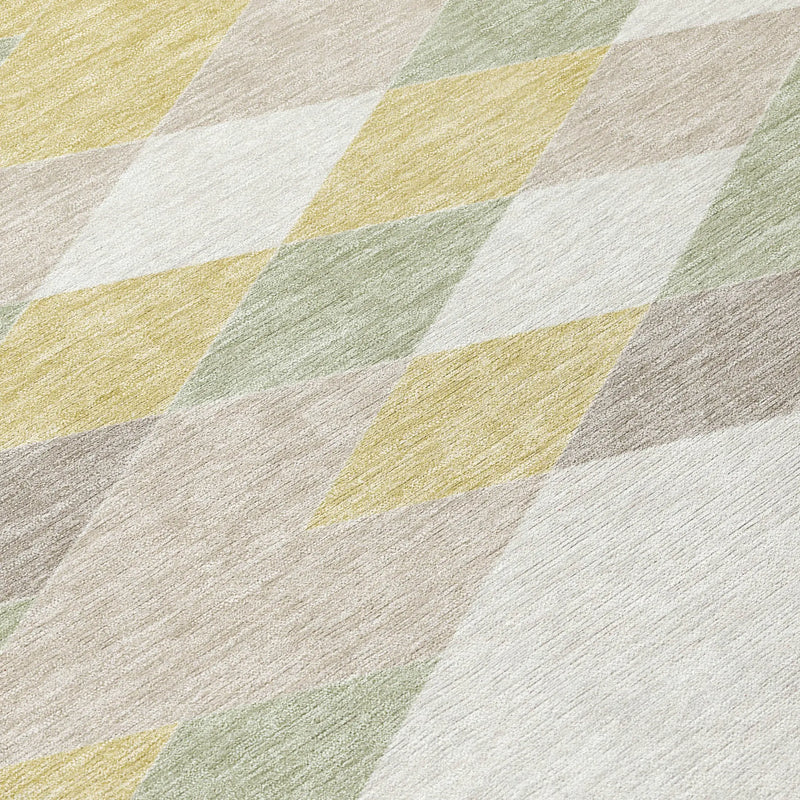 5' X 8' Ivory And Khaki Geometric Washable Indoor Outdoor Area Rug Homeroots Outdoor