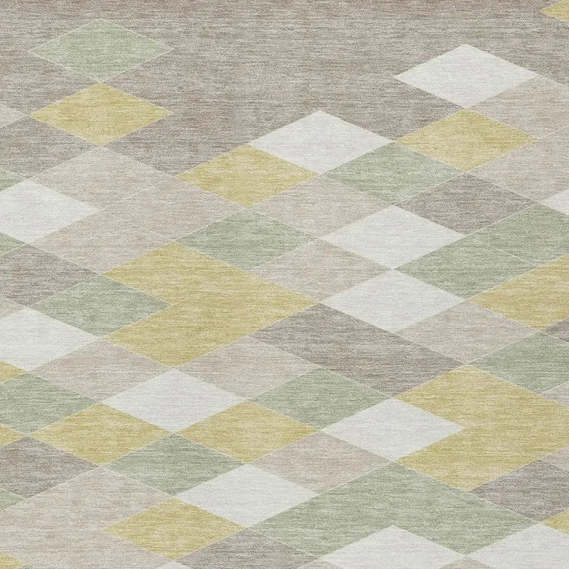 5' X 8' Ivory And Khaki Geometric Washable Indoor Outdoor Area Rug Homeroots Outdoor