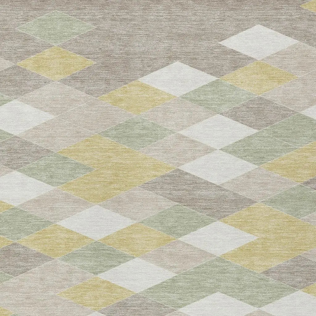 5' X 8' Ivory And Khaki Geometric Washable Indoor Outdoor Area Rug Homeroots Outdoor