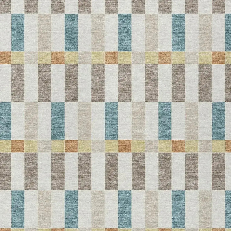 5' X 8' Ivory And Khaki Geometric Washable Indoor Outdoor Area Rug Homeroots Outdoor