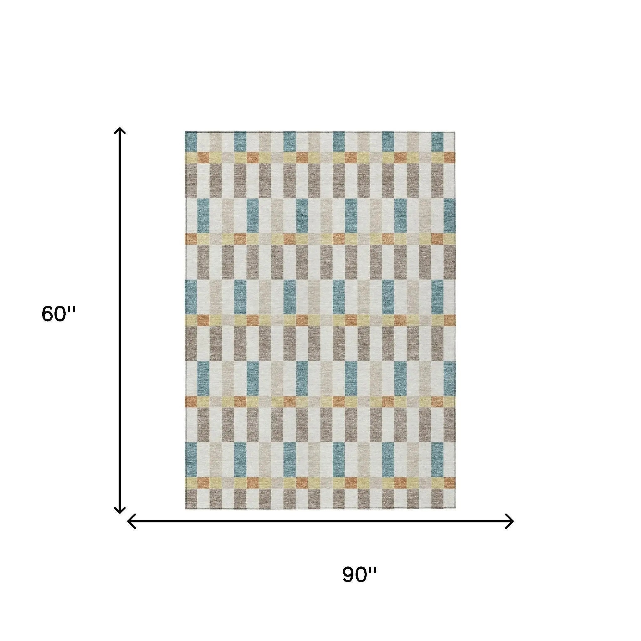 5' X 8' Ivory And Khaki Geometric Washable Indoor Outdoor Area Rug Homeroots Outdoor