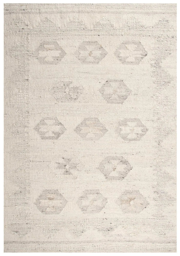 5' X 8' Ivory And Light Gray Wool Tribal Hand Woven Area Rug Homeroots Home Decor