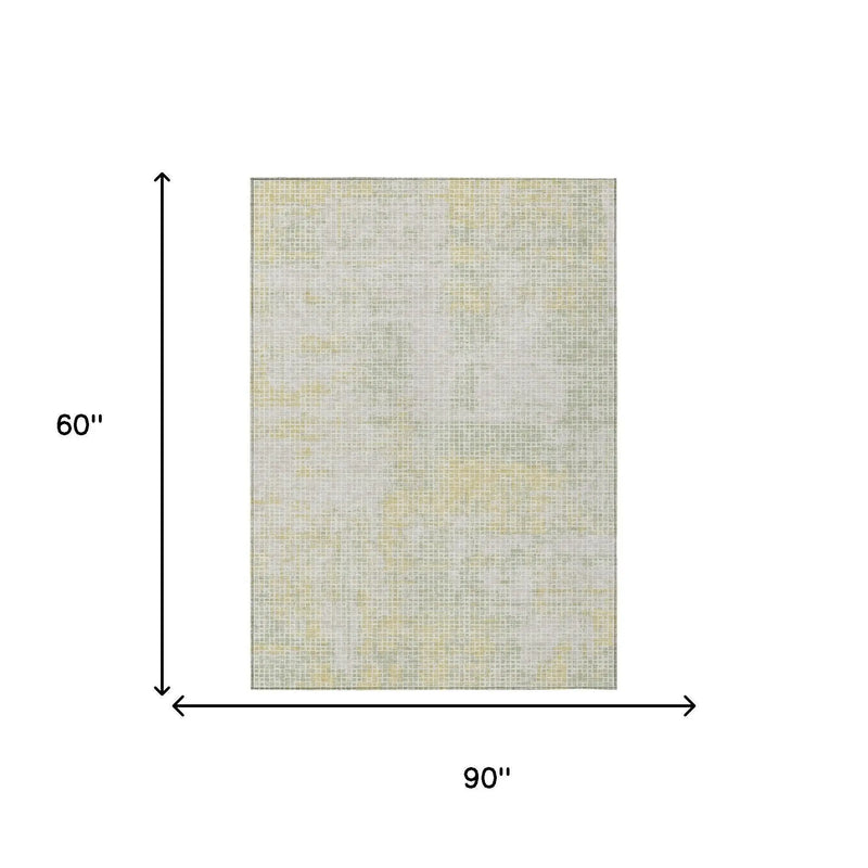 5' X 8' Ivory And Linen Abstract Washable Indoor Outdoor Area Rug Homeroots Outdoor