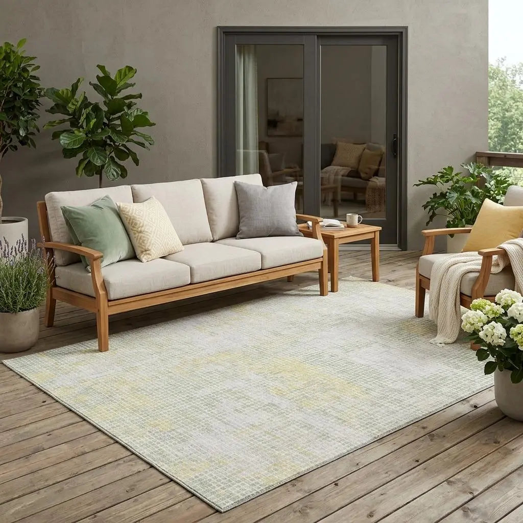 5' X 8' Ivory And Linen Abstract Washable Indoor Outdoor Area Rug Homeroots Outdoor