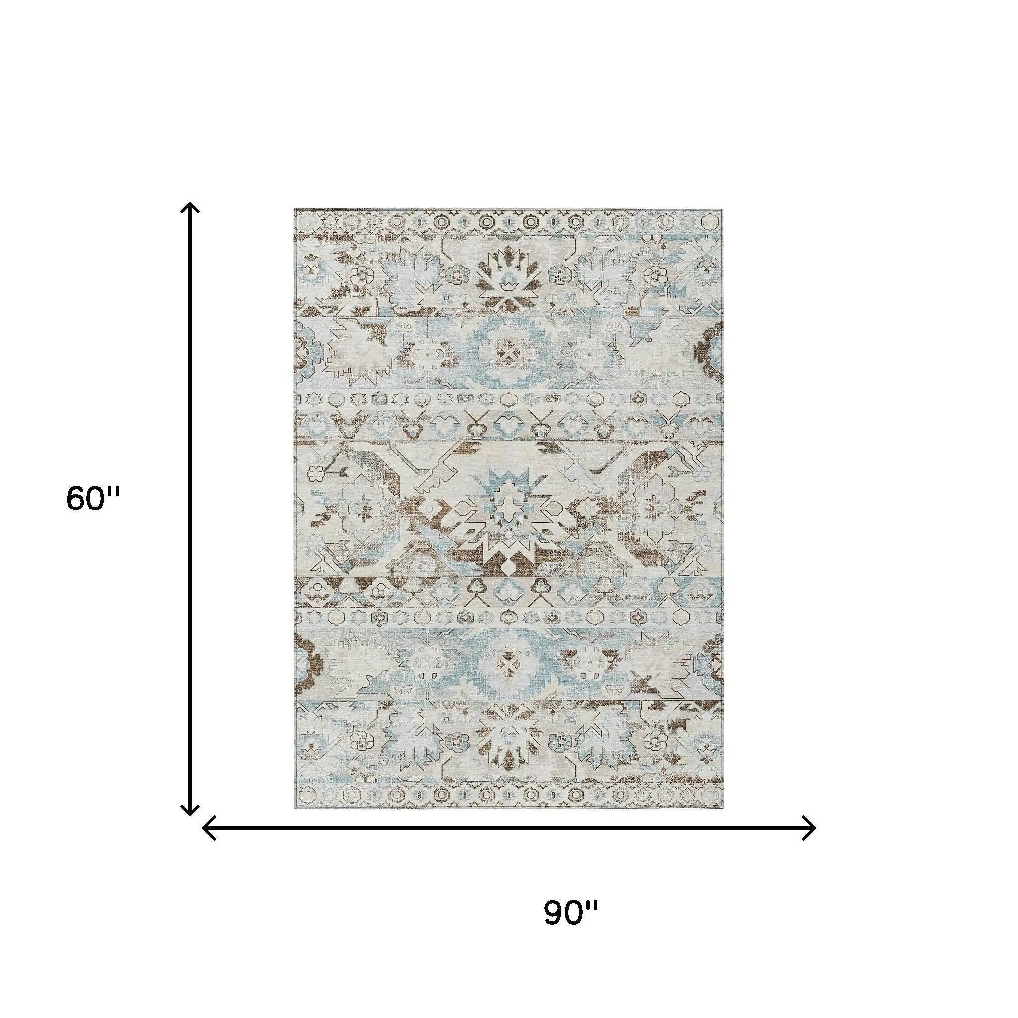 5' X 8' Ivory And Linen Cactus Washable Indoor Outdoor Area Rug Homeroots Outdoor