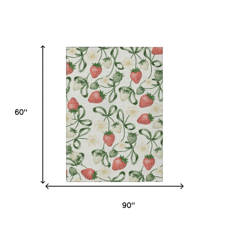 5' X 8' Ivory And Linen Floral Washable Indoor Outdoor Area Rug Homeroots Outdoor