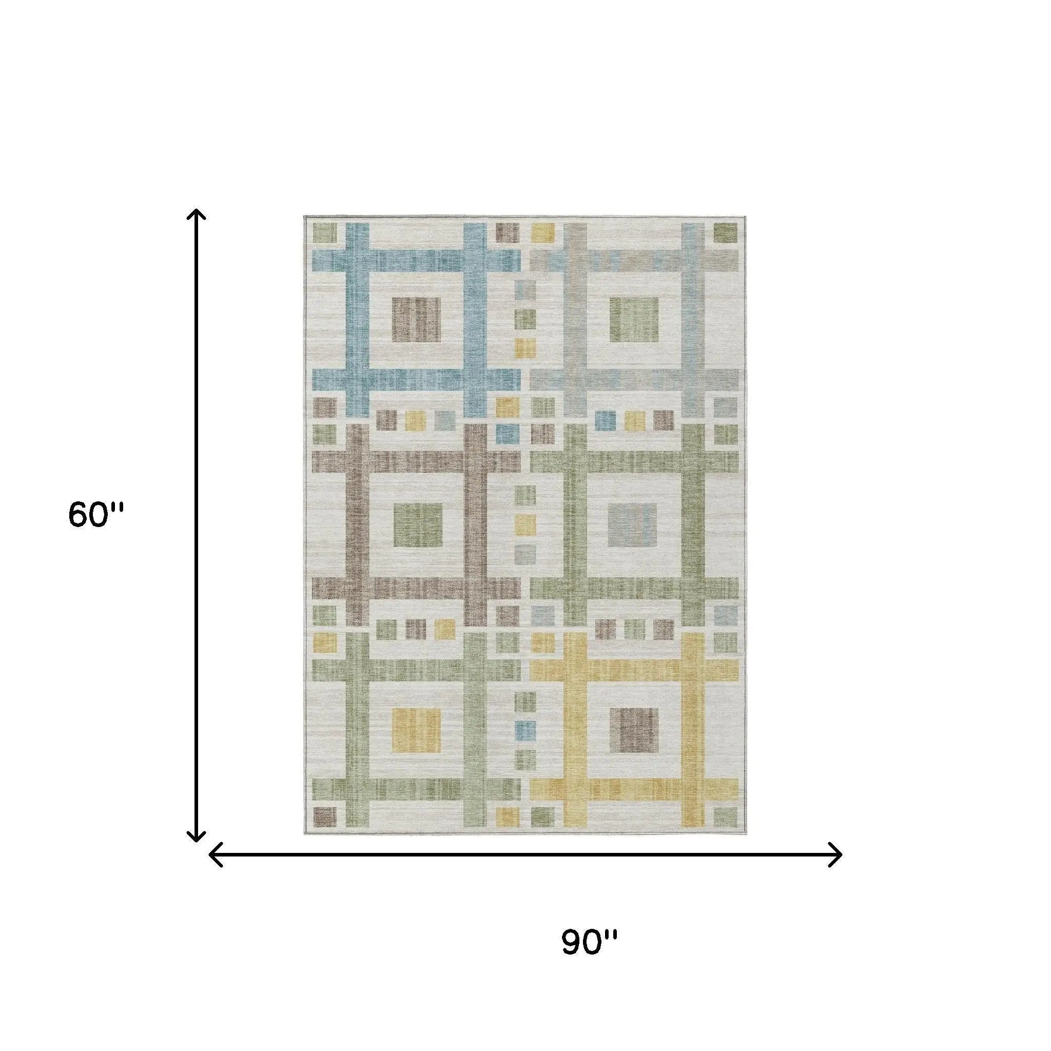 5' X 8' Ivory And Linen Geometric Washable Indoor Outdoor Area Rug Homeroots Outdoor