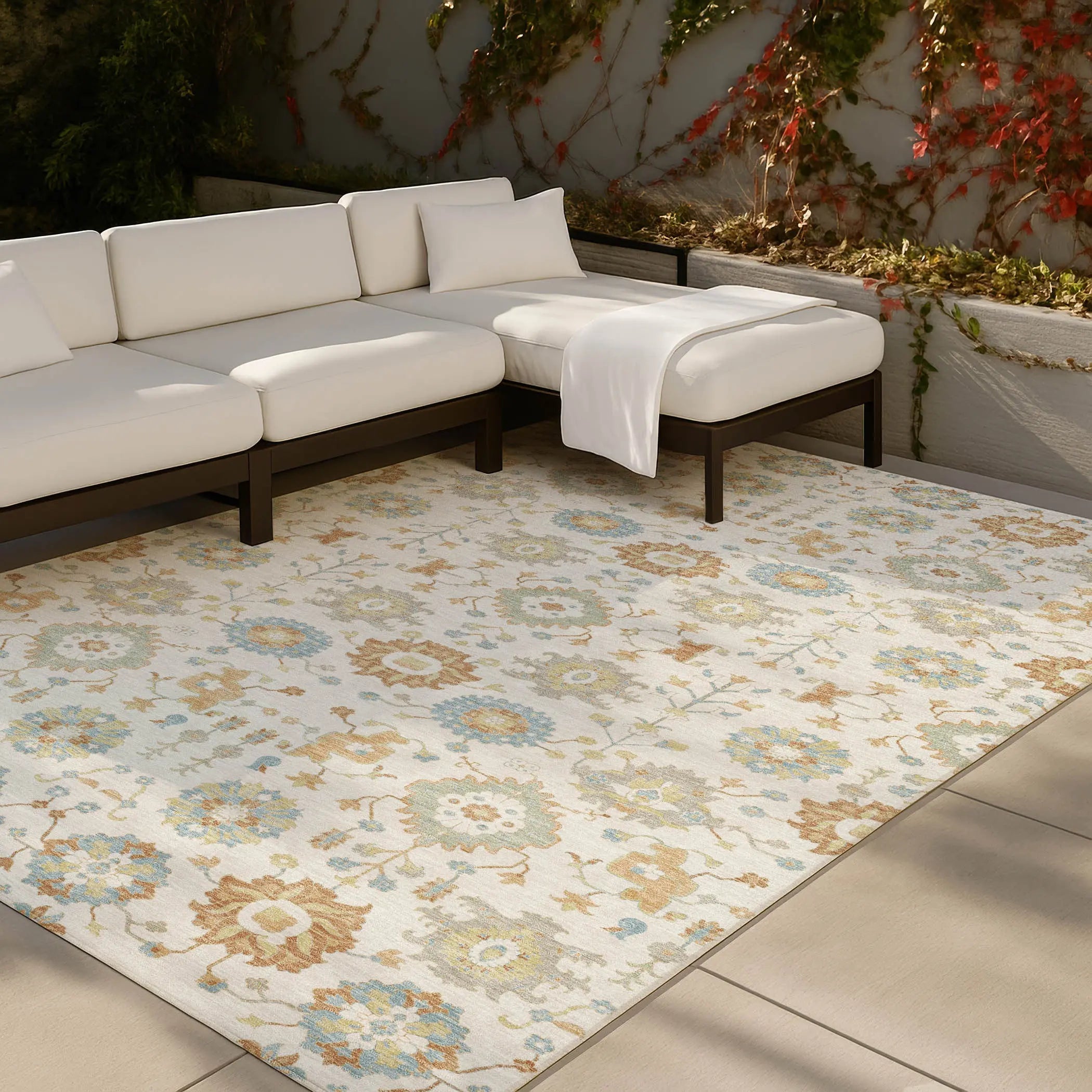 5' X 8' Ivory And Linen Geometric Washable Indoor Outdoor Area Rug Homeroots Outdoor