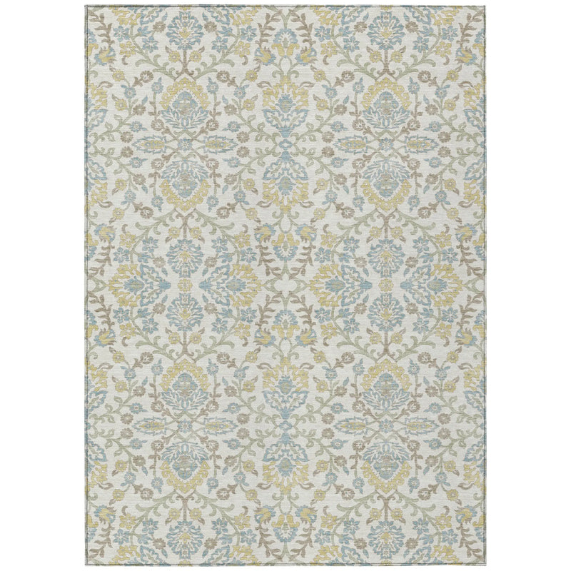 5' X 8' Ivory And Linen Geometric Washable Indoor Outdoor Area Rug Homeroots Outdoor