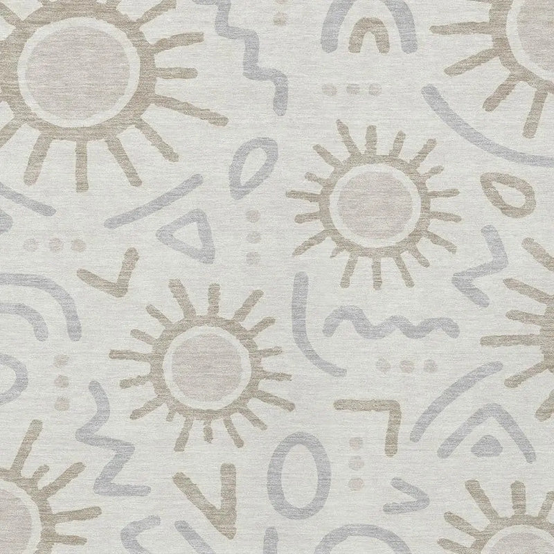 5' X 8' Ivory And Linen Geometric Washable Indoor Outdoor Area Rug Homeroots Outdoor