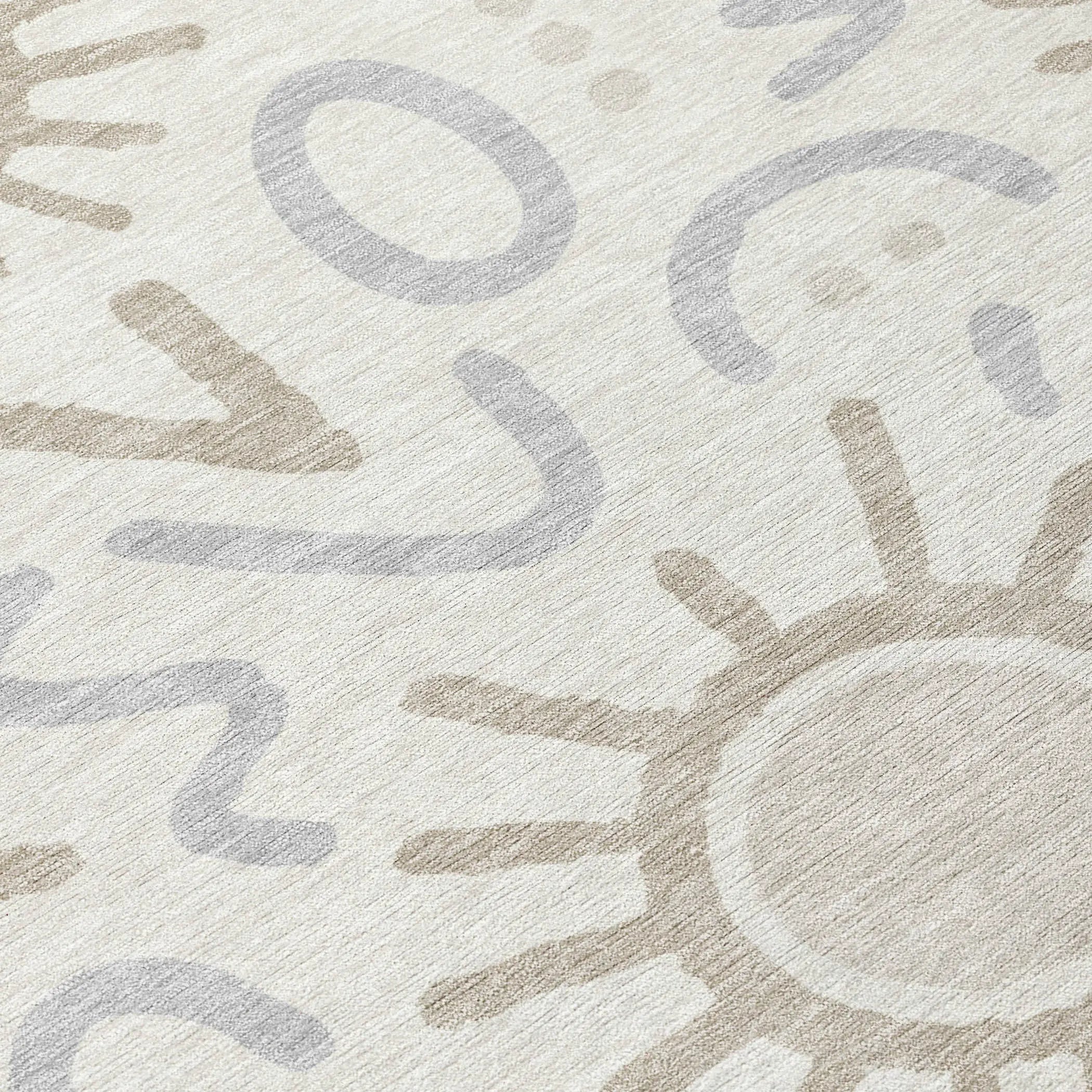 5' X 8' Ivory And Linen Geometric Washable Indoor Outdoor Area Rug Homeroots Outdoor