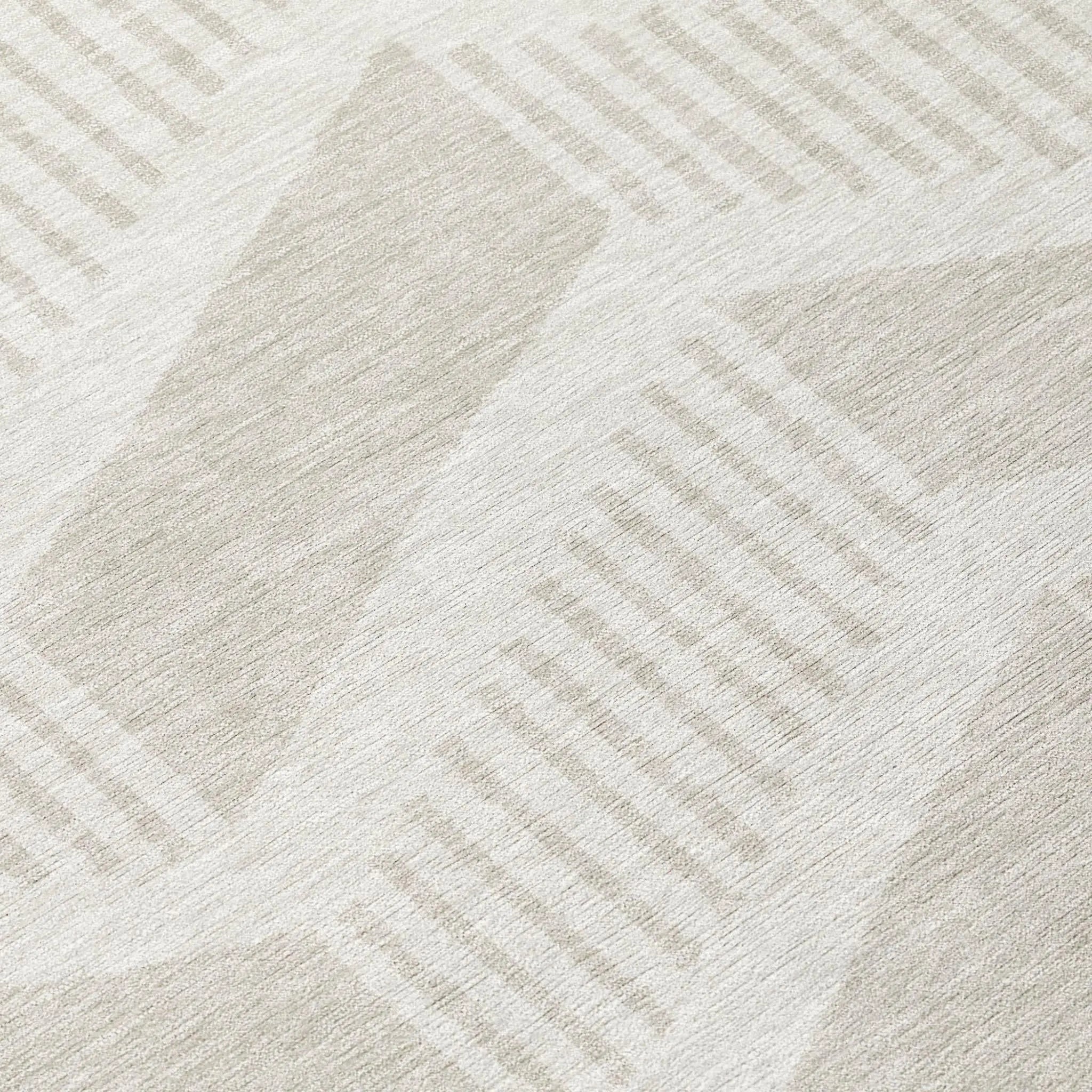 5' X 8' Ivory And Linen Geometric Washable Indoor Outdoor Area Rug Homeroots Outdoor