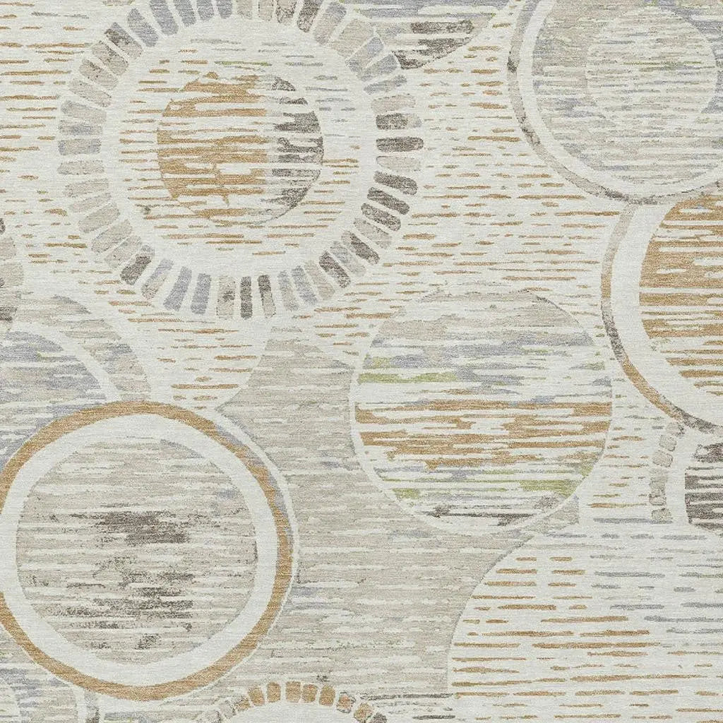 5' X 8' Ivory And Linen Geometric Washable Indoor Outdoor Area Rug Homeroots Outdoor