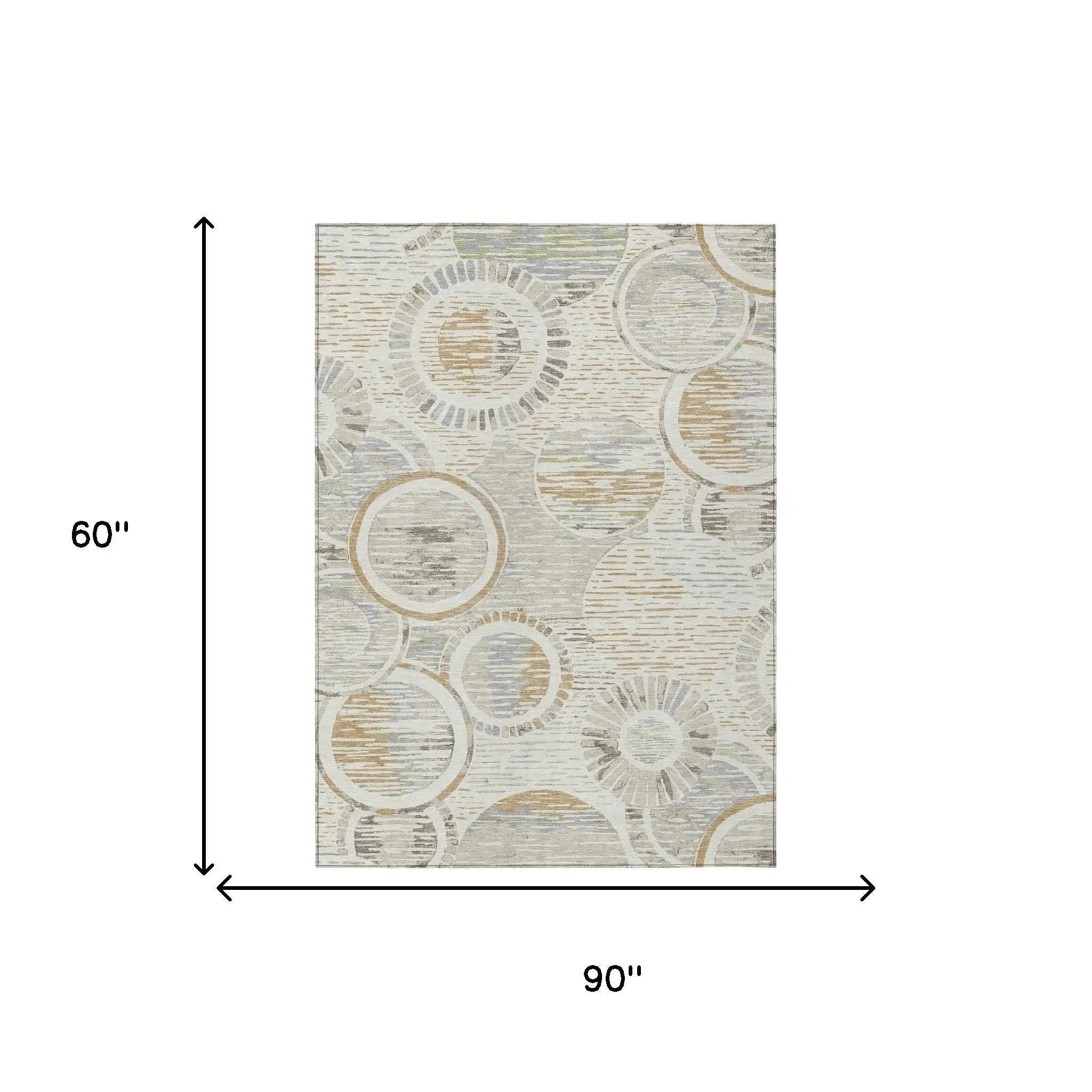 5' X 8' Ivory And Linen Geometric Washable Indoor Outdoor Area Rug Homeroots Outdoor