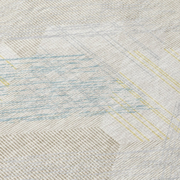 5' X 8' Ivory And Linen Geometric Washable Indoor Outdoor Area Rug Homeroots Outdoor