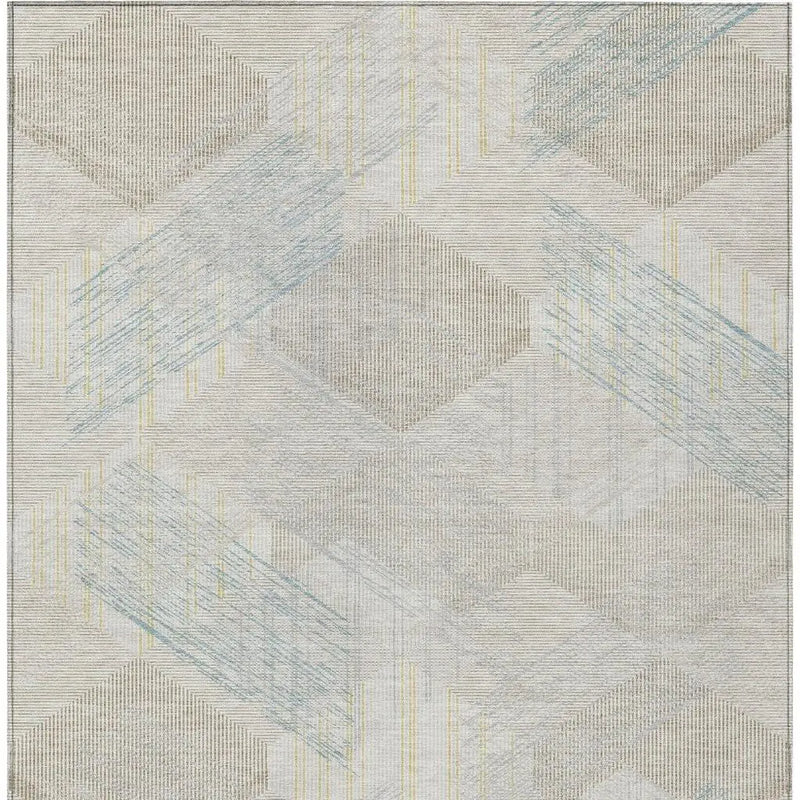 5' X 8' Ivory And Linen Geometric Washable Indoor Outdoor Area Rug Homeroots Outdoor
