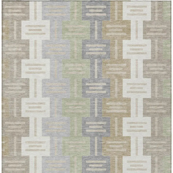 5' X 8' Ivory And Linen Geometric Washable Indoor Outdoor Area Rug Homeroots Outdoor