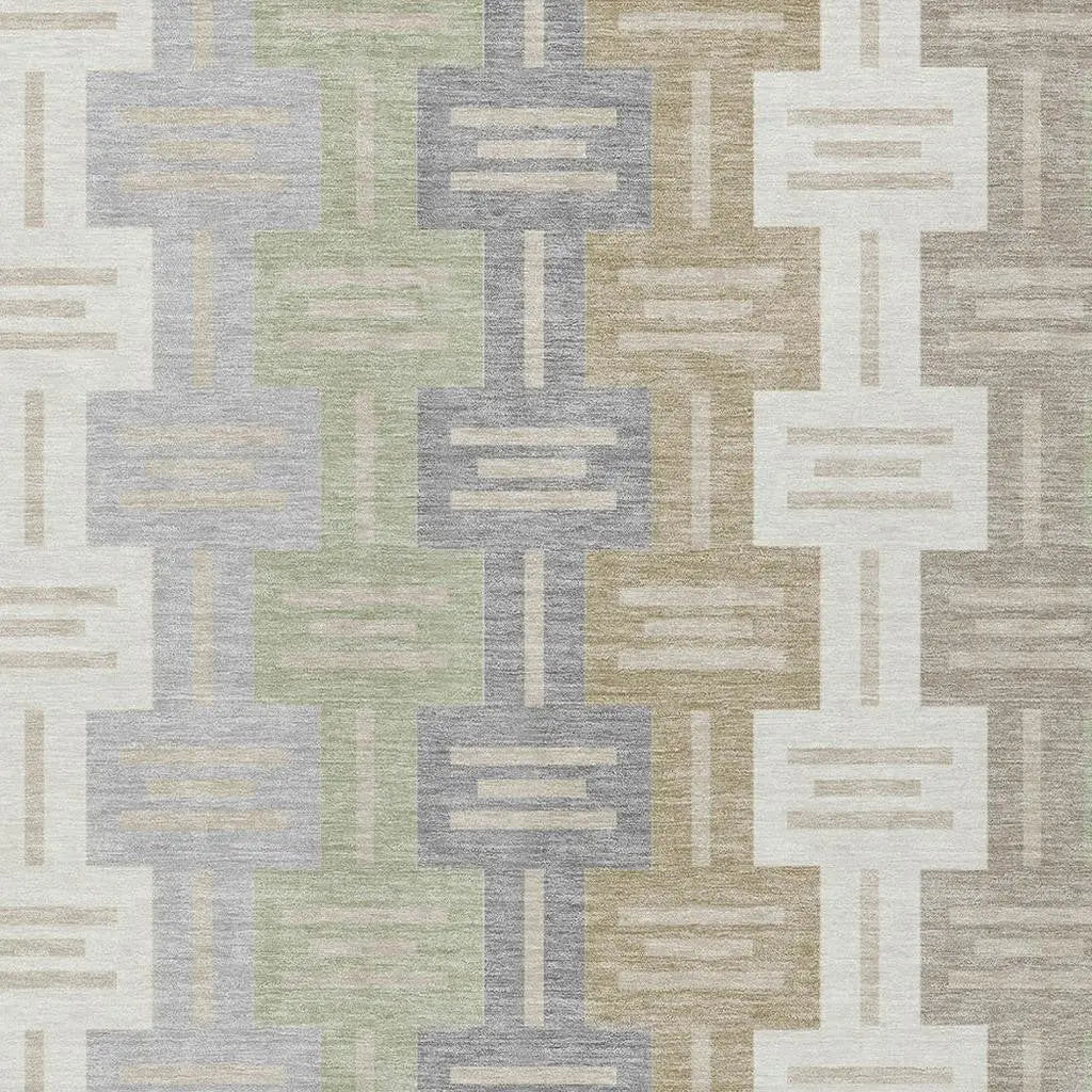 5' X 8' Ivory And Linen Geometric Washable Indoor Outdoor Area Rug Homeroots Outdoor
