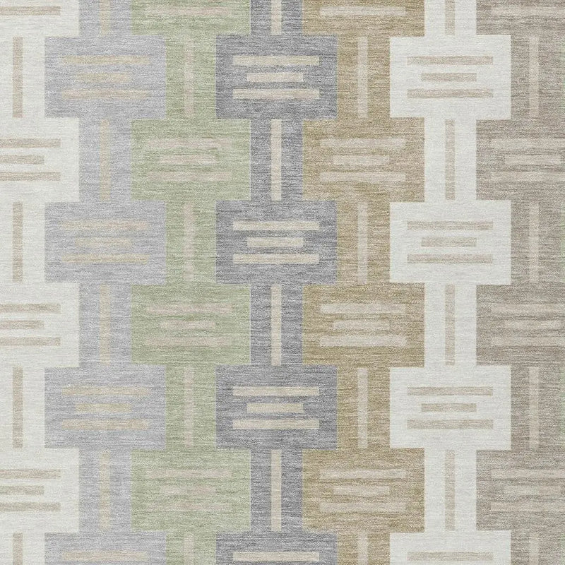 5' X 8' Ivory And Linen Geometric Washable Indoor Outdoor Area Rug Homeroots Outdoor