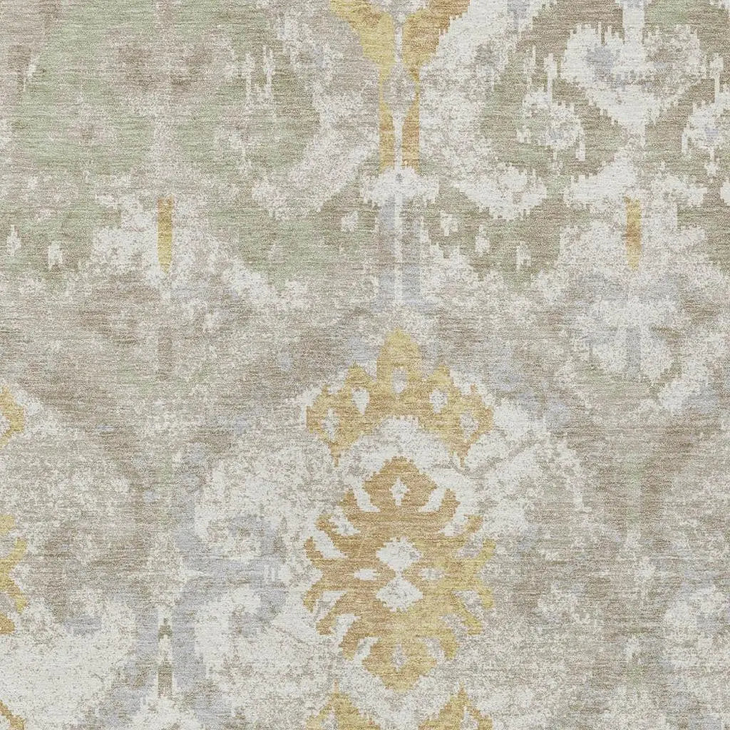 5' X 8' Ivory And Linen Ikat Washable Indoor Outdoor Area Rug Homeroots Outdoor