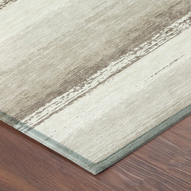 5' X 8' Ivory And Linen Striped Washable Indoor Outdoor Area Rug Homeroots Outdoor