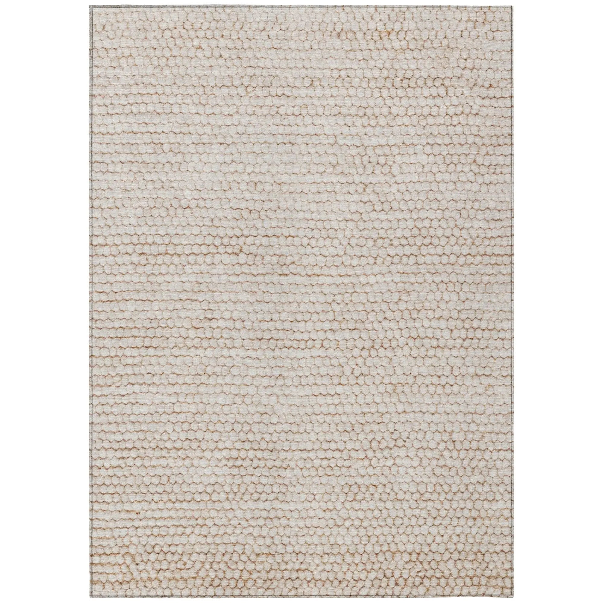 5' X 8' Ivory And Linen Striped Washable Indoor Outdoor Area Rug Homeroots Outdoor