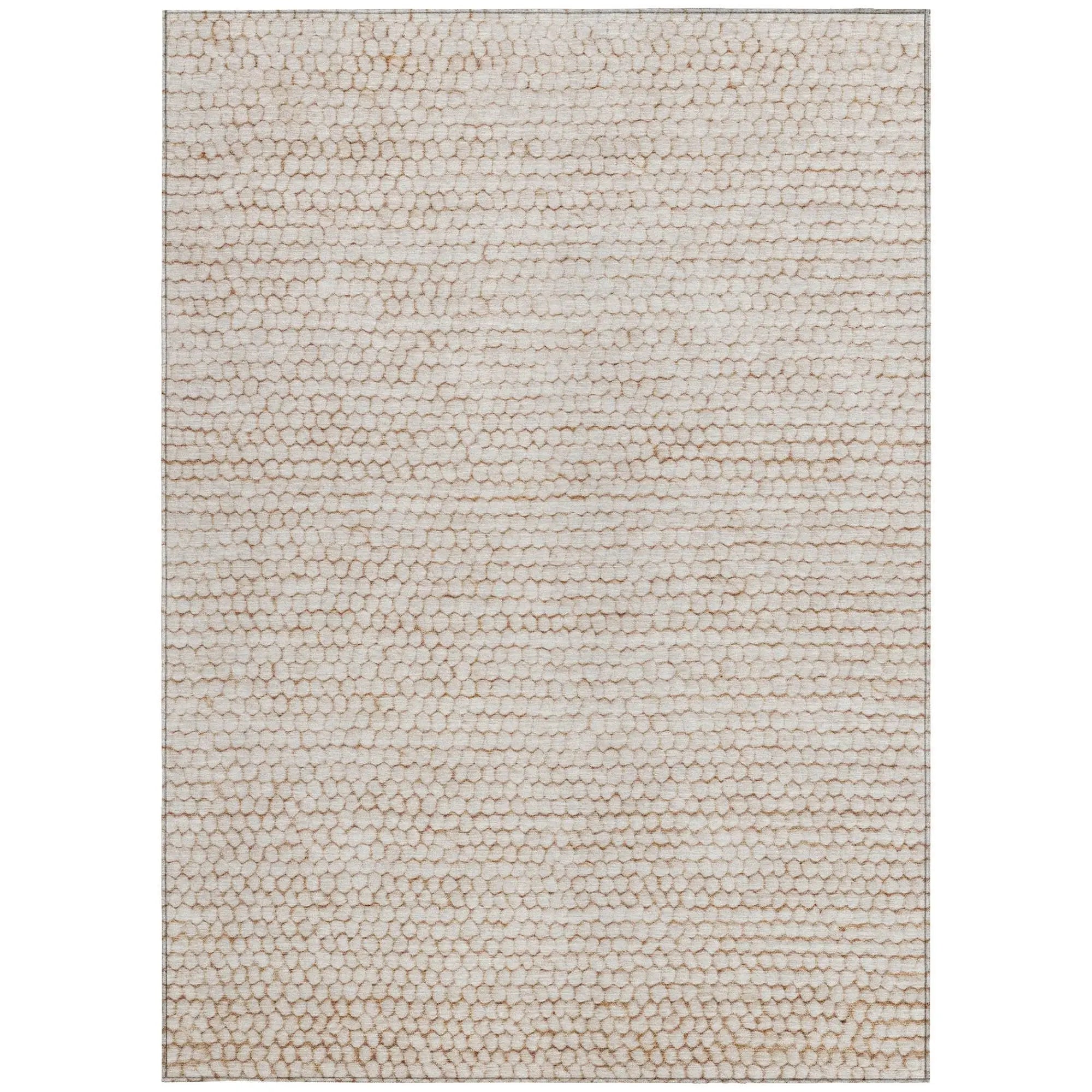 5' X 8' Ivory And Linen Striped Washable Indoor Outdoor Area Rug Homeroots Outdoor